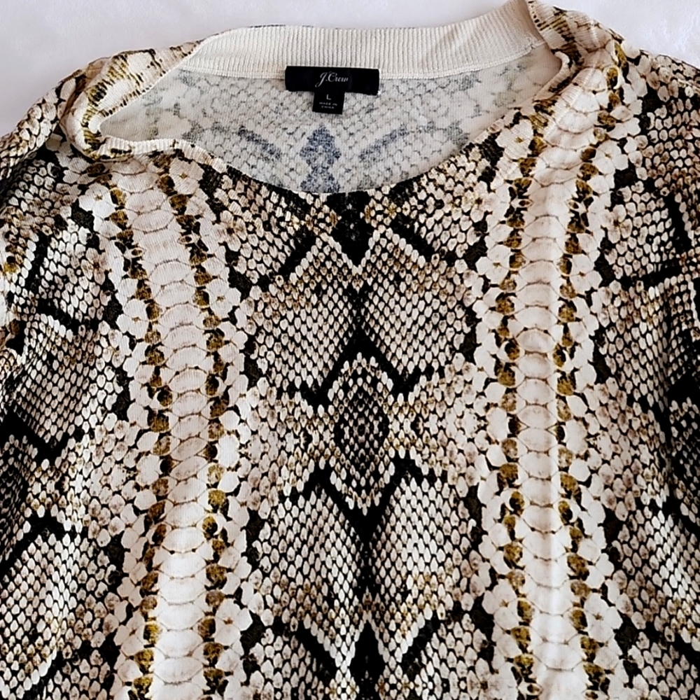 J Crew snakeskin merino wool sweater sz L